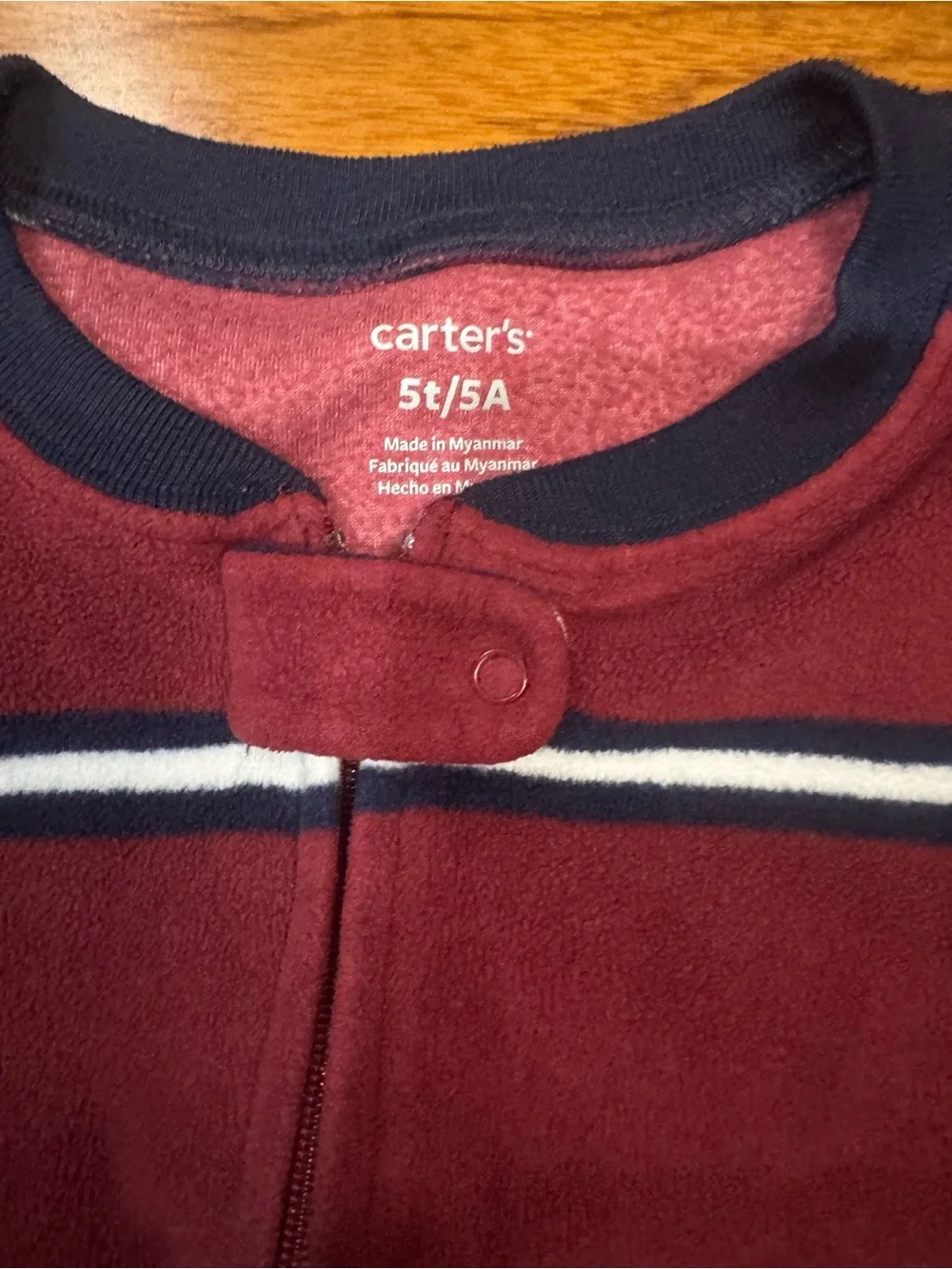 Carter's Burgundy Striped Tow Truck Footed One-Piece Pajama- size 5T